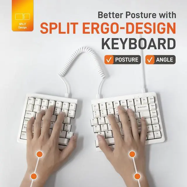 Alt view image 3 of 5 - BAROCCOMiSTEL MD770 Classic White/BKF, TKL Ergonomic Mechanical Keyboard, Cherry MX, Split-Alice Layout, PBT DoubleShot Keycap, Mac/Windows OS Compatible (Red)