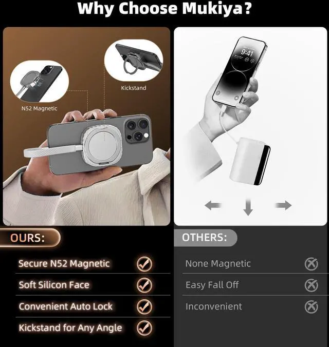 Alt view image 2 of 5 - Mukiya 512GB M.2 2230 NVMe SSD with Kickstand, Portable Aluminum External SSD with 100W PD Charge, Compatible with MagSafe for iPhone 17/16/15 Series,Galaxy S25/S24/S23, Tablet, Computer