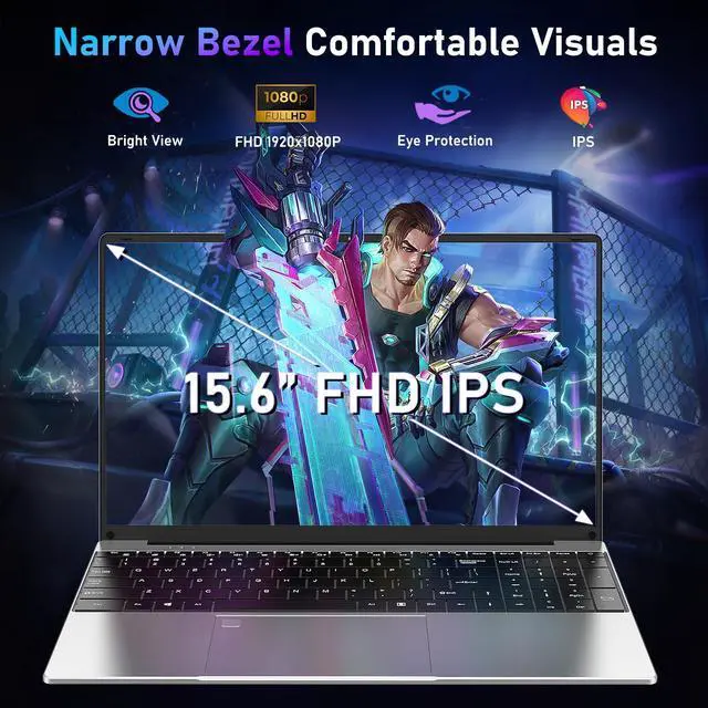 Alt view image 5 of 5 - NAIKLULU Gaming Laptop,15.6 Inch Laptop Computer,16GB RAM 1TB SSD,AMD Ryzen 5 7430U 6C/12T Processor(up to 4.3Ghz),AMD Radeon Graphics,15.6"FHD 1920 * 1080 Display,WiFi 5,BT5.0,Backlit Keyboard