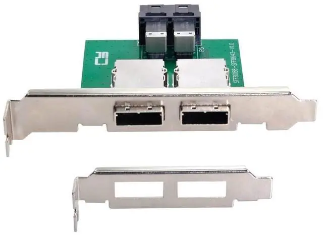 Alt view image 3 of 5 - NFHK Dual Ports Mini SAS SFF-8088 to Internal SAS HD SFF-8643 PCBA Female Adapter with Low Profile Bracket