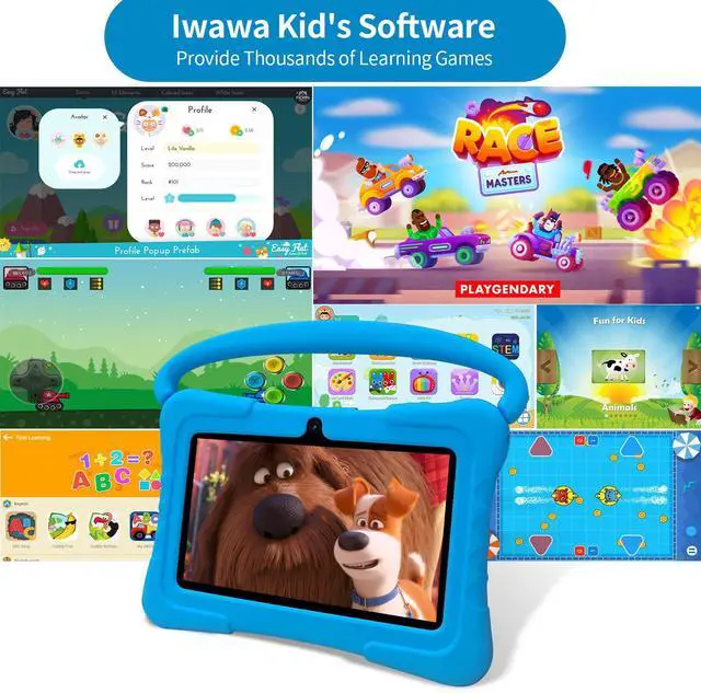 Alt view image 4 of 5 - NEWISION Kids Tablet 7 inch,32GB Toddler Tablets Android 13 with WiFi,Dual Camera,Education,Games,Kids Software Pre-Installed,Computer Tabletas PC with Age Filters,Parental Controls(Blue)