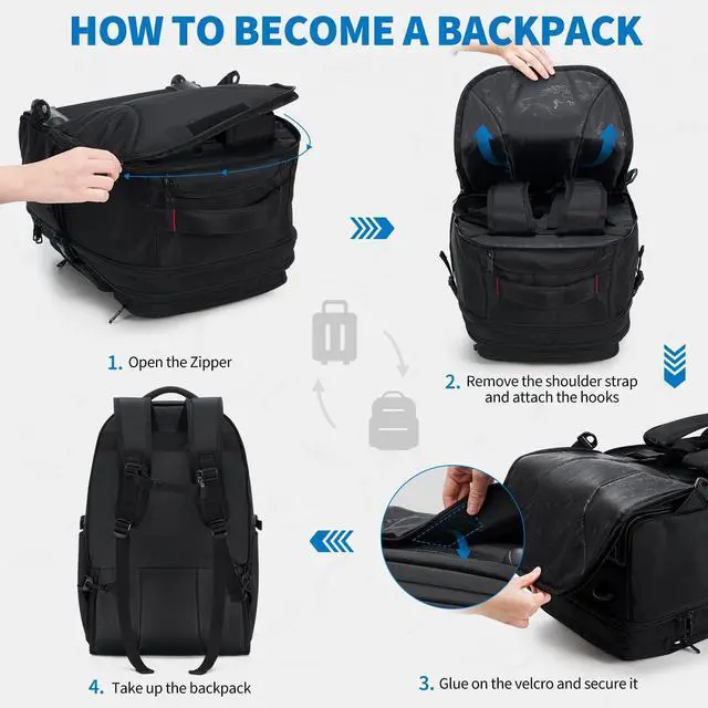 Alt view image 5 of 5 - OIWAS Rolling Backpack, Travel Backpack with Wheels, 17 Inch Laptop Roller Backpacks, Business Wheeled Backpacks for Women Men