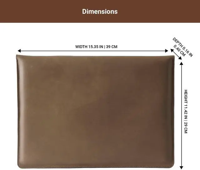 Alt view image 2 of 5 - BEVEL & AWL Evoke 100% Full Grain Cow Leather Laptop Sleeve 16 Inch and Pro (M1 Pro, M1 Max, M2 Pro, M2 Max, M3 Pro, M3 Max) 2021-2024, Handcrafted Laptop 16 Inch Case