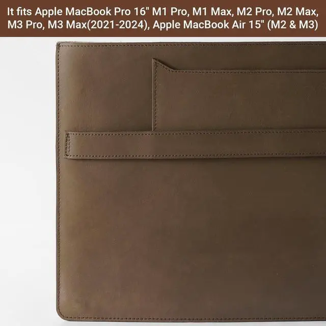 Alt view image 5 of 5 - BEVEL & AWL Evoke 100% Full Grain Cow Leather Laptop Sleeve 16 Inch and Pro (M1 Pro, M1 Max, M2 Pro, M2 Max, M3 Pro, M3 Max) 2021-2024, Handcrafted Laptop 16 Inch Case