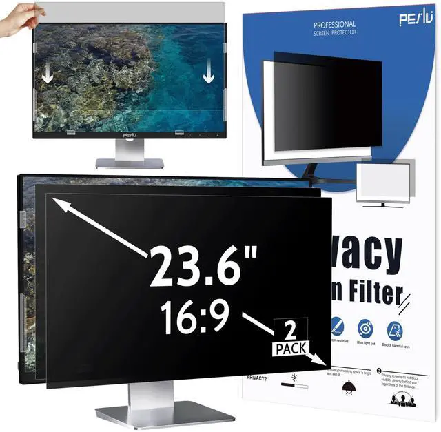 Main image of [2-Pack] 23.6 Inch Privacy Screen for Computer Monitor 16:9 Aspect Ratio, Eye Protection Anti Blue Light Glare Shield, 23.6inch Removable Black Blackout Anti Spy Desktop Security Private Filter