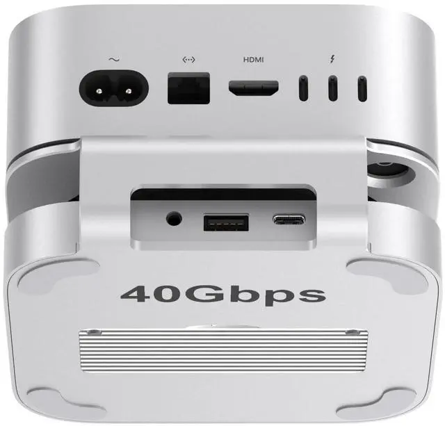 Main image of Qwiizlab Mac mini M4/M4 Pro Stand Hub with 40Gbps USB4 NVMe SSD Enclosure, USB-C Host, 3 USB-A 2.0, 3.5mm Audio, Supports M.2 PCIe up to 8TB, Compatible with Thunderbolt 4/5