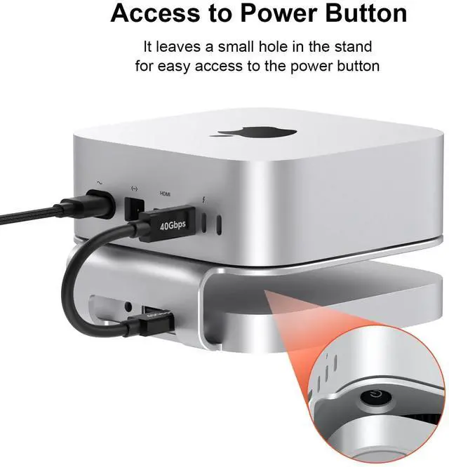 Alt view image 3 of 5 - Qwiizlab Mac mini M4/M4 Pro Stand Hub with 40Gbps USB4 NVMe SSD Enclosure, USB-C Host, 3 USB-A 2.0, 3.5mm Audio, Supports M.2 PCIe up to 8TB, Compatible with Thunderbolt 4/5