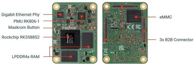 Alt view image 4 of 5 - Radxa CM5 RK3588S2 8-core CPU Compute Module, GPU, NPU, 8K HDMI and 3x100-Pin B2B Connector (Radxa CM5 4GB 32GB)
