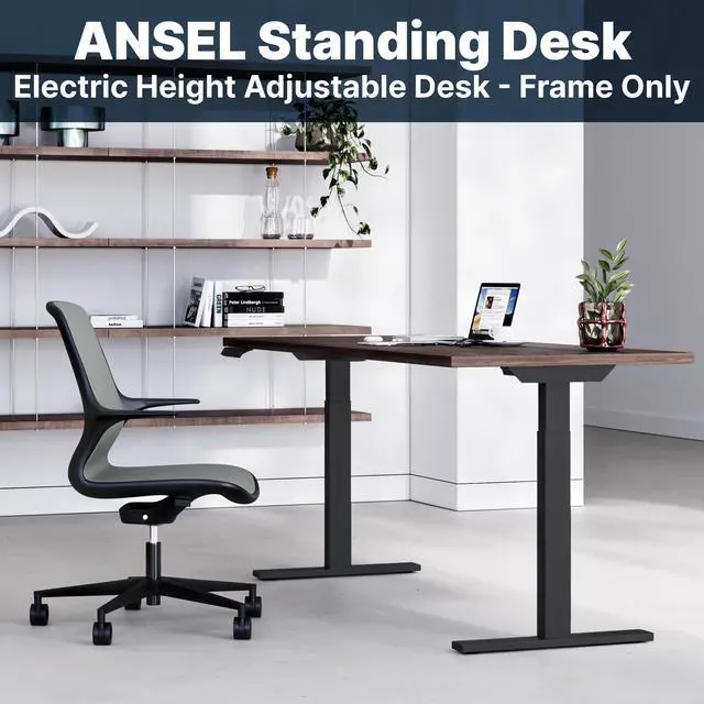 Alt view image 3 of 5 - Ansel Dual Electric Motor Desk Frame, 2-Stage Reverse Column Height Adjustable, Home Office Computer Workstation Sit Standing, Memory Keypad, 300lbs Capacity, for tops up to 24"x70", Black-Frame Only