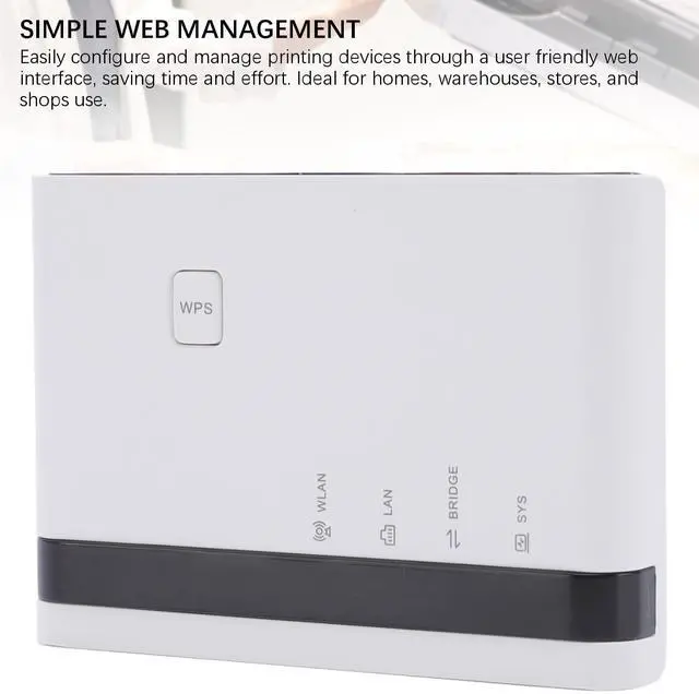 Alt view image 5 of 5 - Wireless Print Server, USB Print Server for Sharing 4 USB Printers Over LAN via Ethernet or WiFi Network, Multi Mode Support, Plug and Play (US Plug)
