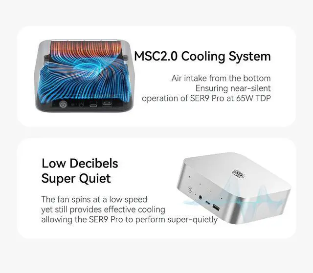 Alt view image 3 of 5 - Beelink SER9 Pro Mini Desktop PC with AMD Ryzen AI 9 365 10C/20T, 32GB DDR5 1TB NVMe M.2 SSD, Triple Display Output, WiFi 6, USB4, 2.5G RJ45, Bluetooth 5.2 W-11 Mini Gaming Computer