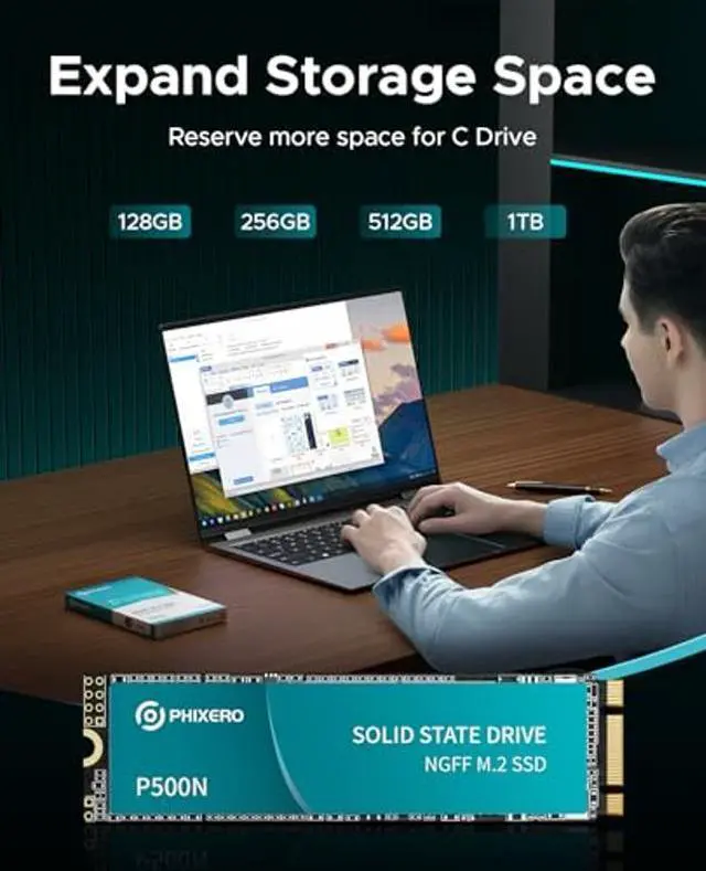 Alt view image 5 of 5 - PHIXERO High-Performance M.2 NGFF SSD 500MB/S 1TB- Compact, Fast, and Powerful Storage Solution for Laptops and Desktops