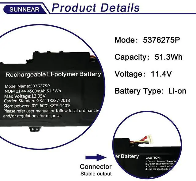 Alt view image 2 of 5 - 5376275P UTL-509068-3S Laptop Battery Replacement for Gateway GWTN141-10 GWTN141-10BK GWTN141-10BL WTN141-10GR GWTN141-4 GWTN141-2BL GWTN141-5BK GWTN156-5BL GWTN156-1RG GWTN156-9SL NV-509067-3S 3-cell