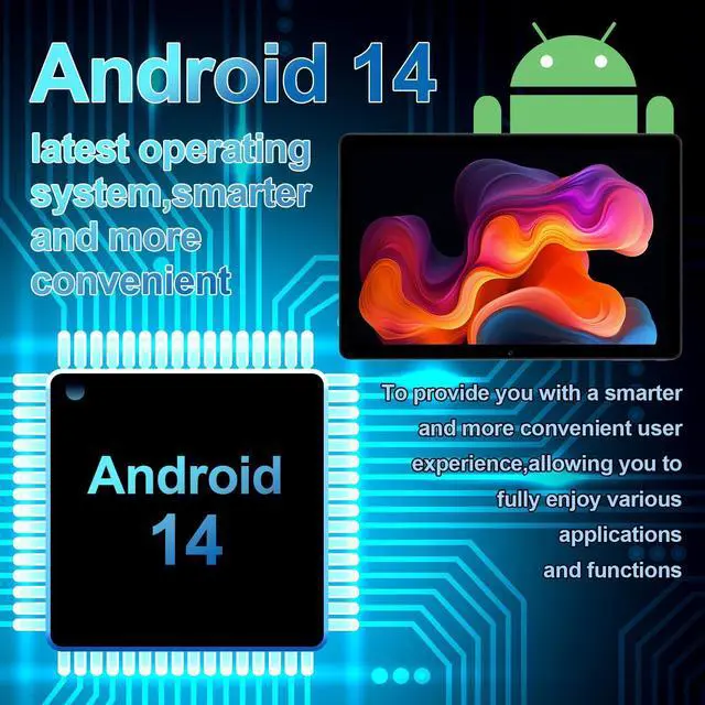 Alt view image 4 of 5 - Android 14 tablet, Unlocked GSM/4G LTE Cellular Tablets with SIM Card Slot GPS 8GB RAM 128GB ROM, 6000 Battery, WiFi Dual Camera Speakers, 10.1 inch HD Touch Screen for Adults Kid Seniors and Cars
