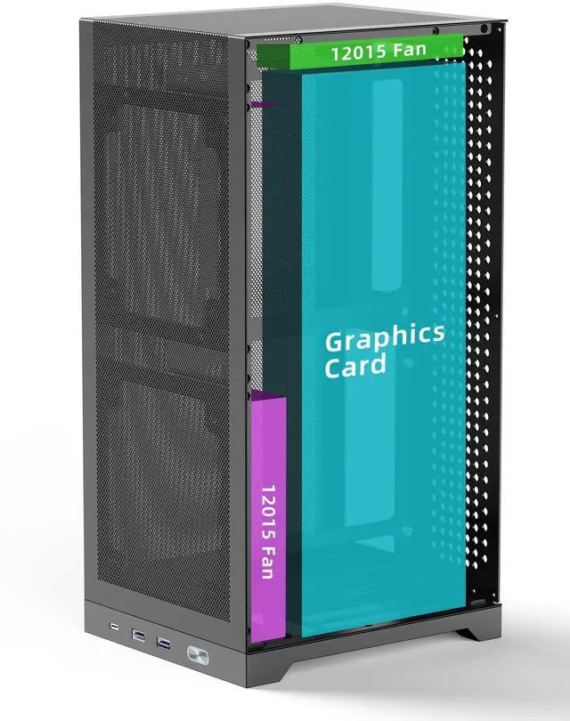 Alt view image 5 of 5 - ShinySnake L300 Ultra-Compact ITX Case - 8.5L Portable Gaming Chassis, High Airflow Mesh Side Panels, 325mm GPU & SFX PSU Support, Includes Special-Designed PCIe Riser 4.0 & DP 1.4 Cable, Black