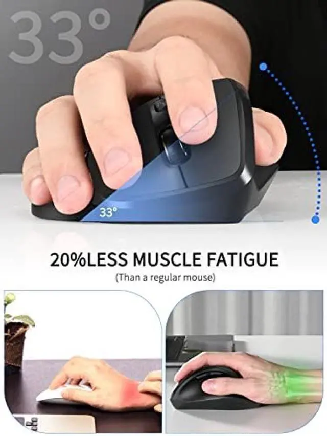 Alt view image 2 of 4 - CENSI Newtral Ergonomic Mouse,Vertical Wireless Mouse - 2.4GHz Optical Vertical Mice : 3 Adjustable DPI 800/1200/1600 Levels