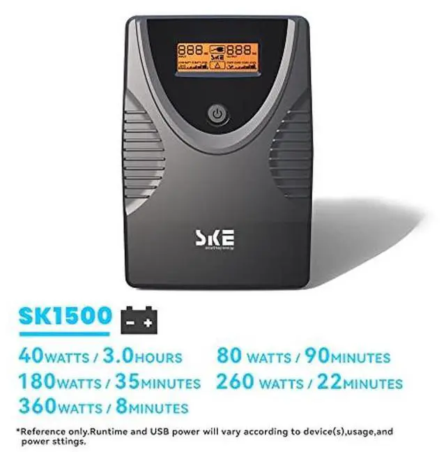 Alt view image 4 of 5 - SKE UPS 625VA+1500VA Battery Backup Power Supply Surge Protector 360W+900W Set Intelligent UPS with LCD Uninterruptible Power Supply