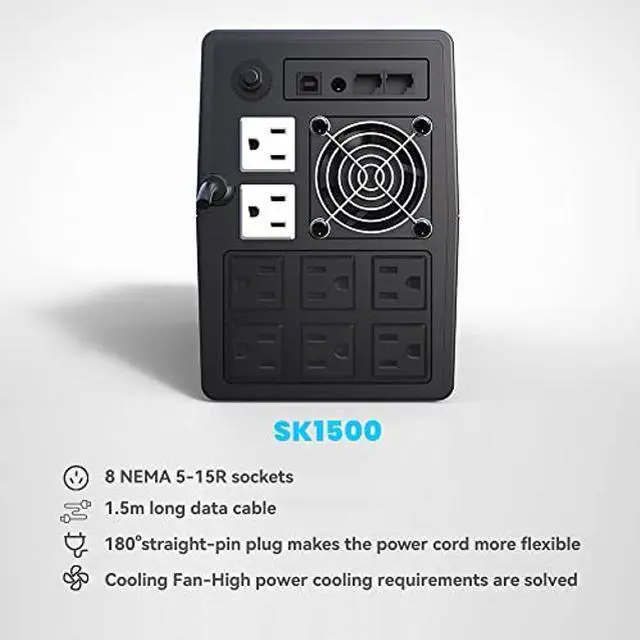 Alt view image 5 of 5 - SKE UPS 625VA+1500VA Battery Backup Power Supply Surge Protector 360W+900W Set Intelligent UPS with LCD Uninterruptible Power Supply