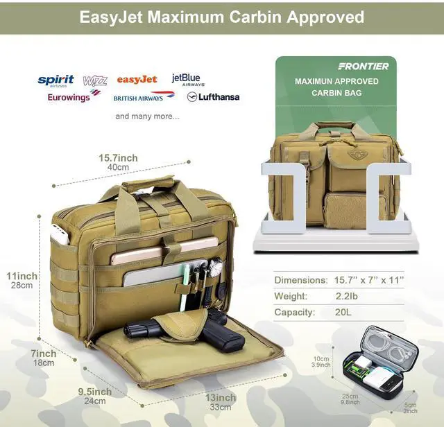 Alt view image 3 of 5 - Stypos Tactical Messenger Bag, 14 Inch Tactical Briefcase for Man Military Laptop Bag Messenger Shoulder Bag Flight Bags for Pilots Black