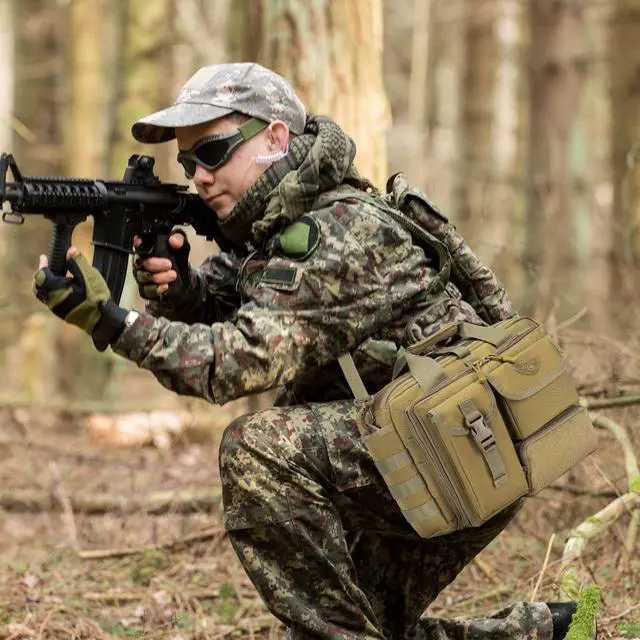 Alt view image 2 of 5 - Stypos Tactical Messenger Bag, 14 Inch Tactical Briefcase for Man Military Laptop Bag Messenger Shoulder Bag Flight Bags for Pilots Black