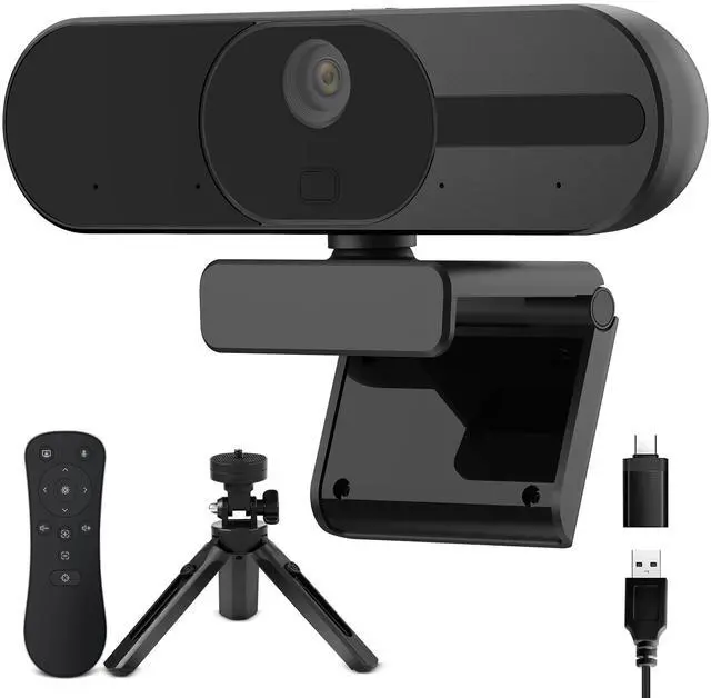 Main image of 4K Webcam with Speaker and 4 AI Noise-Cancelling Mics, Wide Angle PC Cameras with Remote, Auto Focus, Privacy Cover, Tripod, Great for Computer, Zoom, Skype, Teams, Laptop, Personal Video Calling
