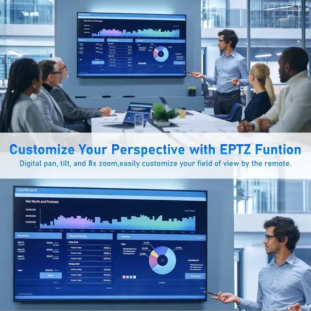 Alt view image 5 of 5 - 4K Webcam with Speaker and 4 AI Noise-Cancelling Mics, Wide Angle PC Cameras with Remote, Auto Focus, Privacy Cover, Tripod, Great for Computer, Zoom, Skype, Teams, Laptop, Personal Video Calling