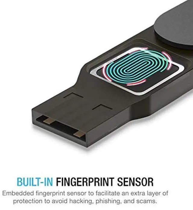 Alt view image 2 of 5 - Thetis FIDO2 Security Key Fingerprint USB A, Two Factor Authenticator, Multi-Layered Protection HOTP / U2F Compatible Windows, MacOS, Gmail, Linux for Office Business - Black