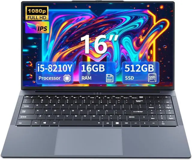 Main image of Gaming Laptop i5, 16 inch Laptop Up to 3.60 GHz, Business Notebook Computer for 16GB RAM 512GB SSD, Full HD 1920X1200 Display Backlit Keyboard 180 Angle Opening for Business Work laptops WIFI 5 HDMI