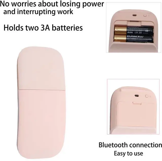 Alt view image 2 of 5 - UnisonPet Arc Touch Mouse FHD-00001 Portable Foldable Silent Folding Mouse for Computer Mac OS Laptop Notebook (Pink)