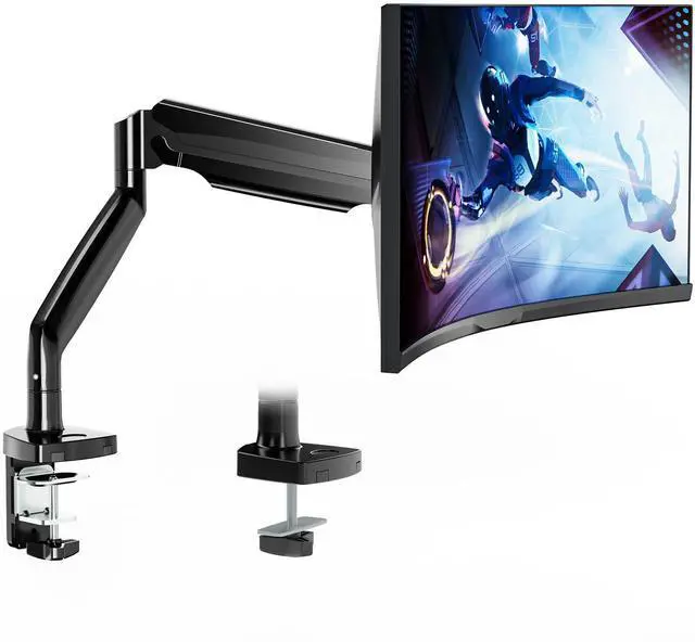 Alt view image 2 of 5 - WALI Single Monitor Arm, Gas Spring Single Monitor Mount up to 35 inches and 26.4 lbs, Heavy Duty Monitor Arm Desk Mount