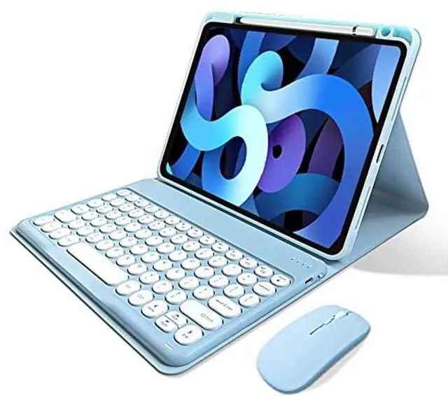 Main image of kaitesi Keyboard Case Mouse for iPad 9th/8th/7th Generation 10.2 inch iPad Air 3 iPad Pro 10.5 inch Detachable Bluetooth Keyboard Cute Round Keys (Blue)