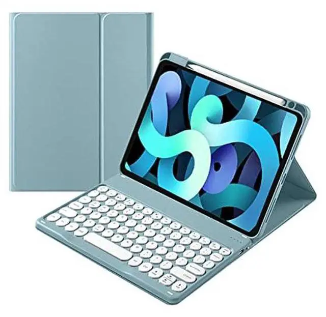 Alt view image 2 of 5 - kaitesi Keyboard Case Mouse for iPad 9th/8th/7th Generation 10.2 inch iPad Air 3 iPad Pro 10.5 inch Detachable Bluetooth Keyboard Cute Round Keys (Blue)