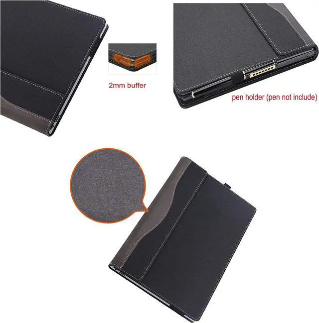 Alt view image 5 of 5 - Laptop case Cover for Dell Inspiron 7430 14 Plus Laptop 7420 7425 and Inspiron 14 Pro 5420 5430 5425 Full Cover Drop Protection Case 14" PU Leather Inner Pocket Cover (Dark Blue)