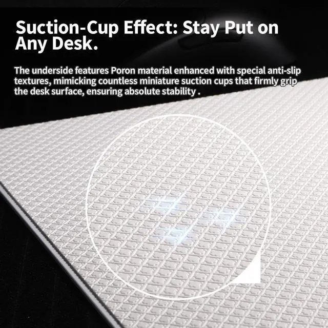 Alt view image 5 of 5 - yiodelu Tempered Glass Gaming Mouse Pad Ultra-Thin Mouse Mat Anti-Scratch, Wear-Resistant 400 * 300 * 1.8mm Large Mouse Pads Ultra-Smooth Micro-Etched Surface Anti-Slip Silicone Base (White)