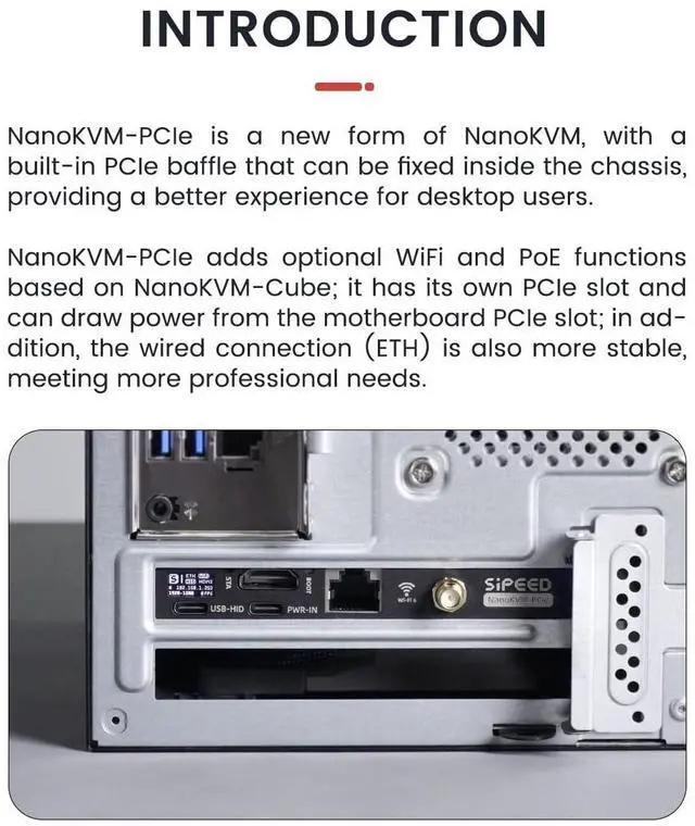 Alt view image 4 of 5 - youyeetoo Sipeed NanoKVM PCIE Version - ATX PC Remote Control, RISC-V Nano KVM Over IP, DDR3 RISC-V Development Board, Linux, 1TOPS NPU (with WiFi+PoE)