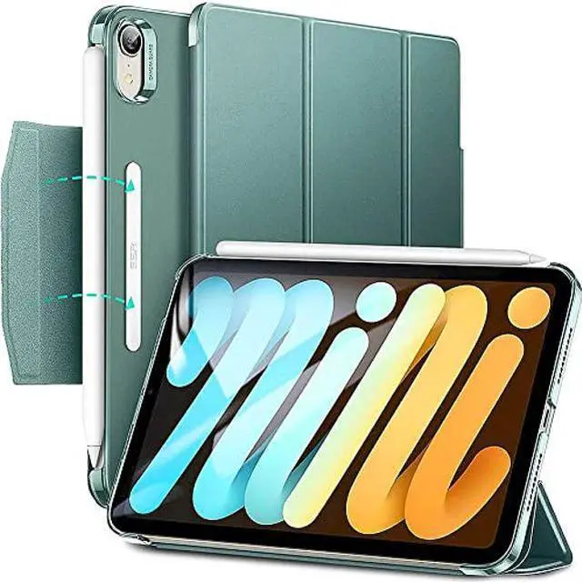 Alt view image 3 of 5 - SaharaCase for iPad Mini (6th Generation 2021) Protection Kit Bundle - ESR Folio Case with Tempered Glass Screen - Forest Green