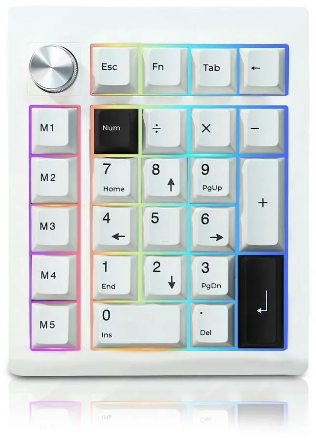 Main image of ZMX GMK26 Mechanical Numpad,VIA/QMK Programmable Hot Swappable Gasket Wired BT5.0/2.4G Wireless Number Pad with Knob PBT Keycaps 26 Keys Macro RGB Gaming Numeric Keypad for Laptop TKL Keyboard (White)