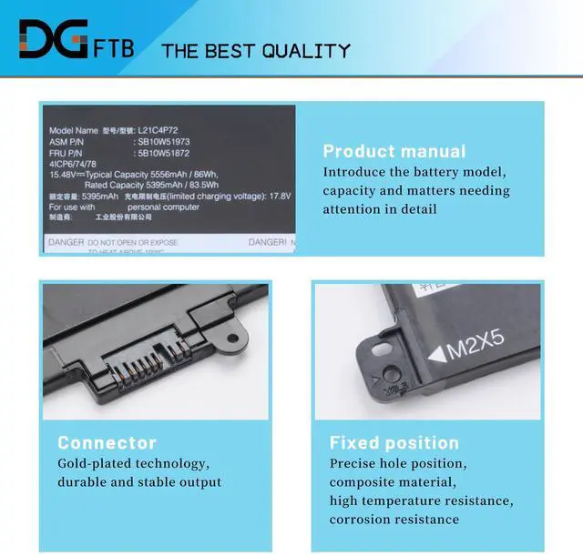 Alt view image 2 of 5 - DGFTB New L21C4P72 Laptop Battery for Lenovo ThinkPad T16 Gen 1 2022 Gen 2 2023 P16s Gen 1 2022 Series L21D4P73 L21L4P72 L21D4P72 L21M4P73 SB10W51972 5B10W51871 L21M4P74 15.48V 86Wh/5556mAH