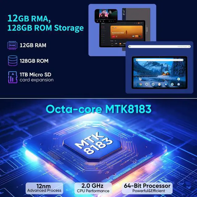 Alt view image 4 of 5 - weelikeit 10.95 inch Tablet 2K Android 13 Tablets with Case, 6GB+128GB+6GB Expand, MTK8183 Octa-Core 2000 * 1200 IPS Display, 5MP+13MP Camera, 7000mAh Battery,Quad Speakers,5G WiFi,BT5.0, GPS