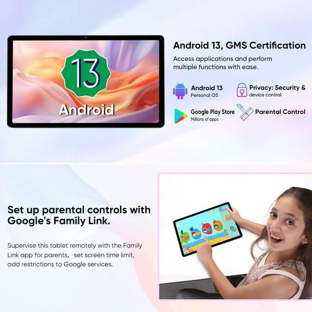 Alt view image 5 of 5 - weelikeit 10.95 inch Tablet 2K Android 13 Tablets with Case, 6GB+128GB+6GB Expand, MTK8183 Octa-Core 2000 * 1200 IPS Display, 5MP+13MP Camera, 7000mAh Battery,Quad Speakers,5G WiFi,BT5.0, GPS