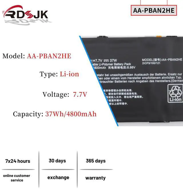 Alt view image 2 of 5 - AA-PBAN2HE Laptop Battery for Samsung Galaxy Book Go 340XDA NP340XLA NP340XLA-KA1US NP340XLA-KA2CA XE340XDA XE340XDA-KA3US-RB XE340XDA-KA1US XE340XDA-KA3 XE340xda-ka1it 5G NP545XLA Series 7.7V 37Wh