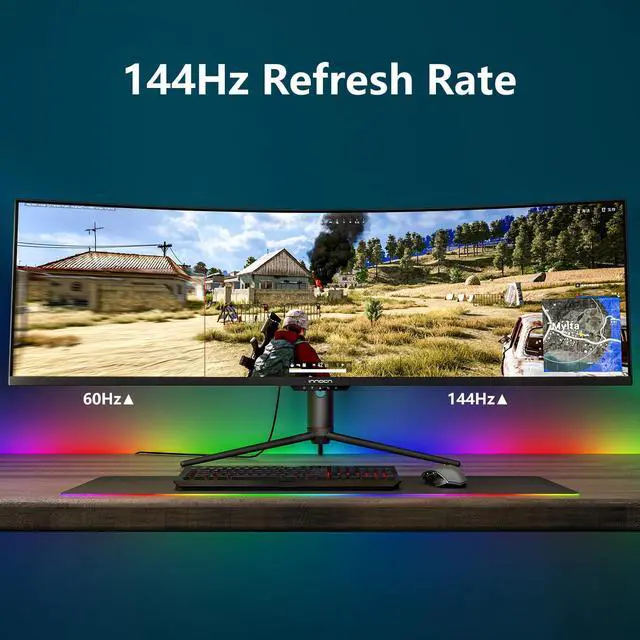 Alt view image 5 of 5 - INNOCN 49" Curved Gaming Monitor 144Hz Ultrawide 32:9 WDFHD 3840 x 1080P, R1800, 99% sRGB, HDR400, USB Type C, DisplayPort, HDMI, Built-in Speakers, Height/Tilt Adjustable - 49C1G