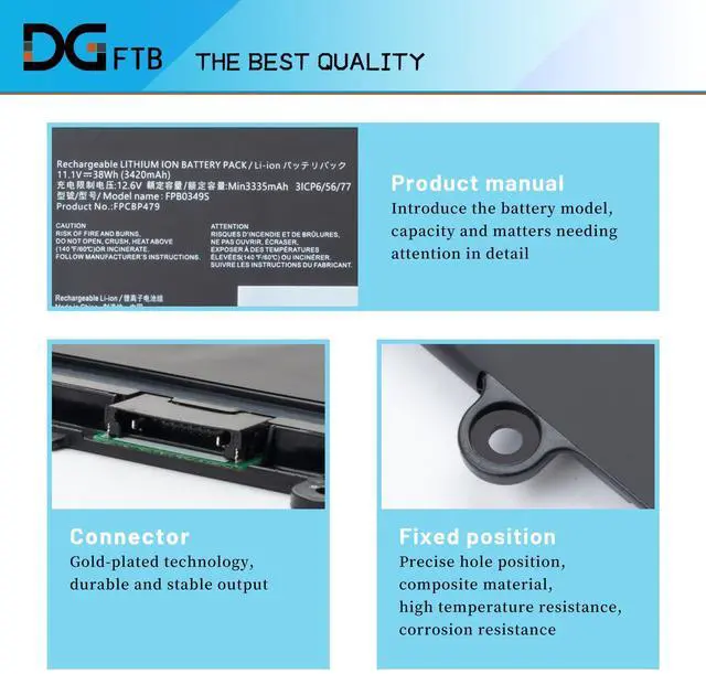 Alt view image 2 of 5 - DGFTB FPB0326S FPCBP479 FPB0349S New Battery Replacement for Fujitsu Stylistic Q665 Q739 Q738 Q616 Series CP786659 CP690859 CP700540 CP690859 CP690859-01 CP700540-01 (11.1V 38Wh/3450mAh)