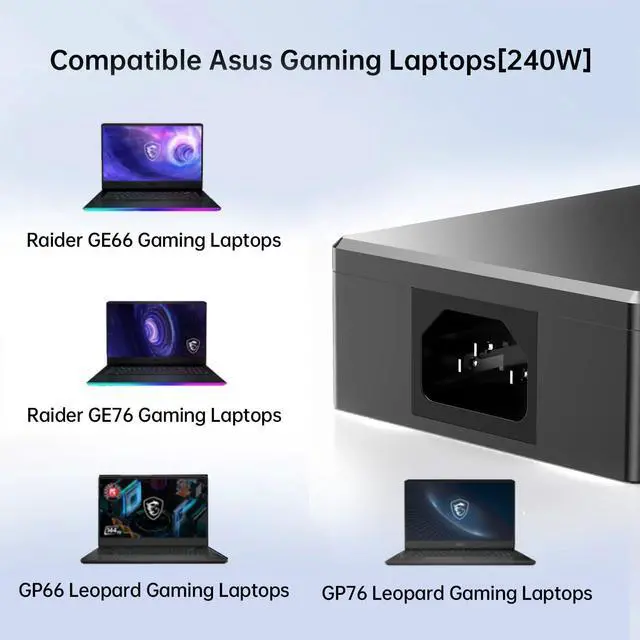 Alt view image 3 of 5 - 240W 230W Laptop Charger Compatible with MSI Stealth A16 AI+ 16 17 GS77, Alpha 17 C7V, CreatorPro 16 AI Studio A1V, Creator A16 16, Raider GE66 GE76, GP66 GP76 Leopard Power Supply Adapter