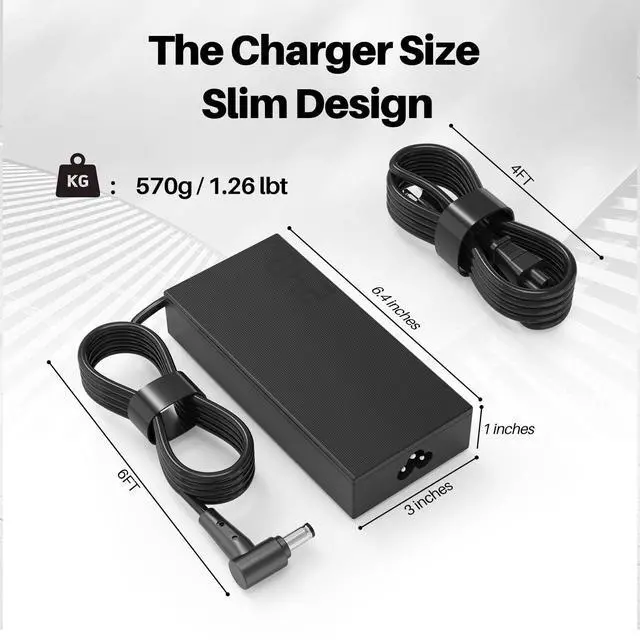 Alt view image 3 of 5 - 240W 14A 20V AC Charger for ASUS ADP-240EB B ROG Zephyrus S15 S17 M15 M16 G14 G15 G16 ROG Strix Scar 15 17 G15 G17 Gaming Laptop Power Supply Adapter