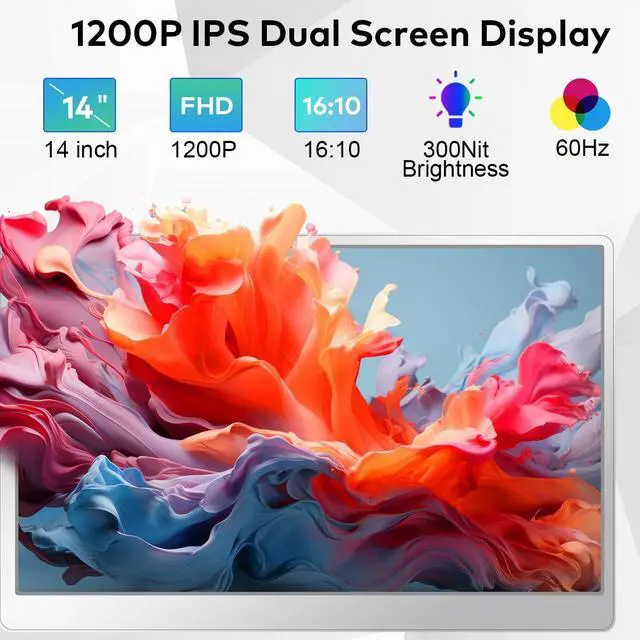 Alt view image 2 of 5 - FQQ Laptop Screen Extender, 14-inch FHD 1200P IPS Triple Screen Laptop Monitor Extender Fits 1216.5 inch, Portable Monitor Compatible with Windows and MacBook, Gray