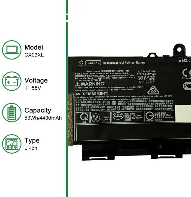 Alt view image 2 of 5 - JIAZIJIA CX03XL L78551-005 Laptop Battery Replacement for HP EliteBook X360 830 G7 EliteBook X360 830 G8 Series Notebook HSTNN-IB9G L77624-1C1 HSTNN-LB8R L77624-422 11.55V 53Wh 4400mAh