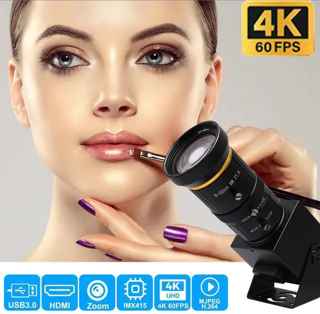 Alt view image 2 of 5 - SVPRO 4K 60fps HDMI Camera USB3.0 Streaming Webcam with 5-50mm Manual Telephoto Lens 10X Optical Zoom H.264 Industrial Microscope Close-Ups Camera,USB and HDMI Dual Ouput