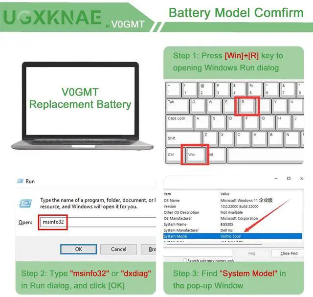 Alt view image 4 of 5 - UGXKNAE V0GMT Laptop Battery for Dell G7 17 Gaming 7700 Series 4K1VM W62W6 XYCW0 9TM7D NYD3W NCC3D TJDRR 0W62W6 0XYCW0 09TM7D 0NYD3W 0NCC3D 4KIVM 0TJDRR VOGMT GPM03 5XJ28 5D91C