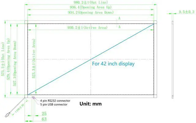 Alt view image 3 of 5 - Deyowo 42 Inch Interactive 10 Points Infrared IR Touch Screen Overlay Frame Free Driver